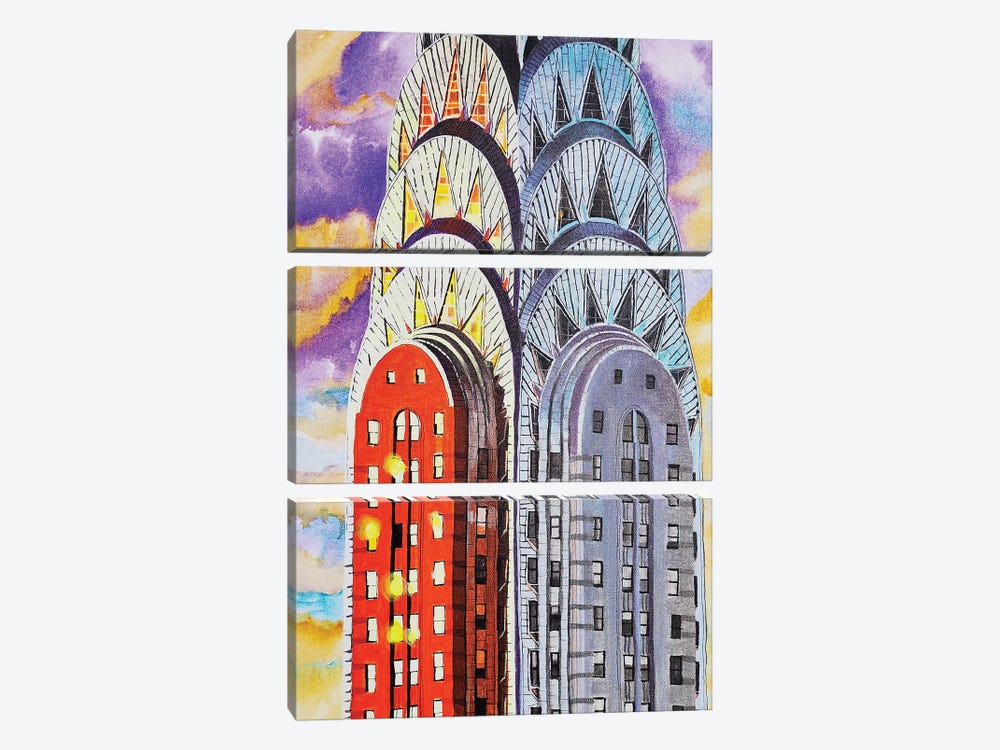 Chrysler Building Facing The Sun by BKArtchitect 3-piece Canvas Artwork