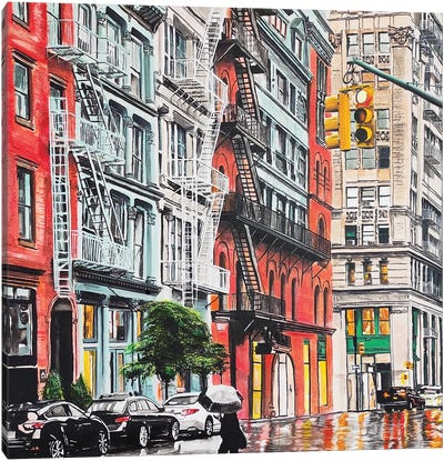 New York Rainy Afternoon Canvas Art Print - Rain Art
