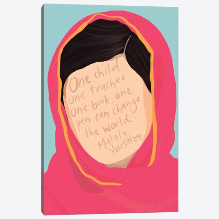 Malala Canvas Print #BKD20} by Bec Akard Canvas Wall Art