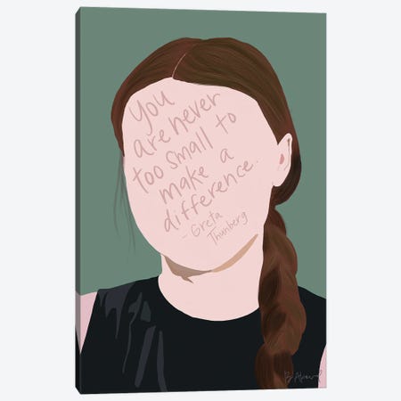 Greta Thunberg Canvas Print #BKD22} by Bec Akard Canvas Art