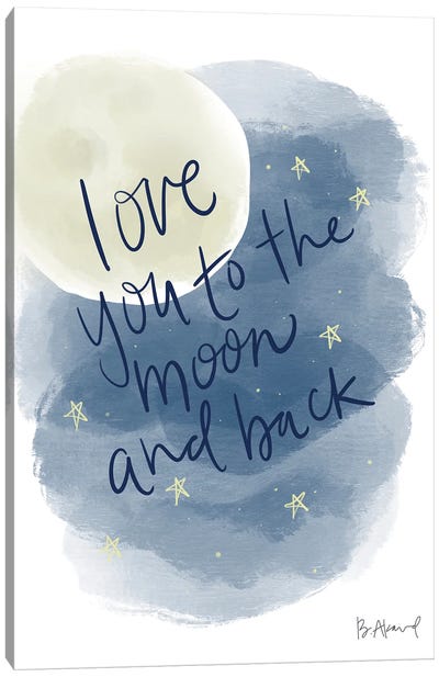 Love You To The Moon Canvas Art Print - Love Typography