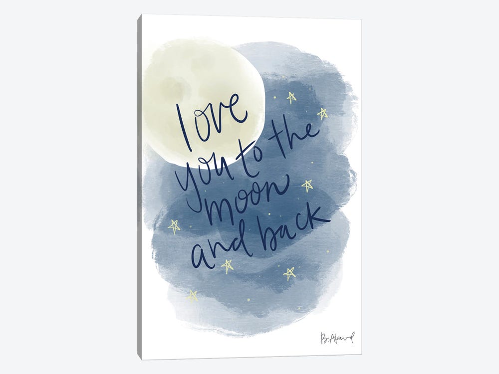 Love You To The Moon by Bec Akard 1-piece Canvas Art Print