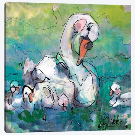 Swan Fam Canvas Print #BKE17} by Marieke Bekke Canvas Print