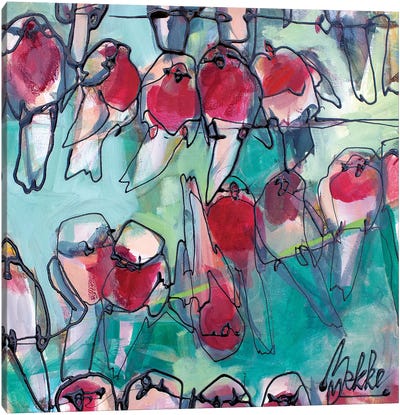 Fourty Robins Canvas Art Print - Marieke Bekke