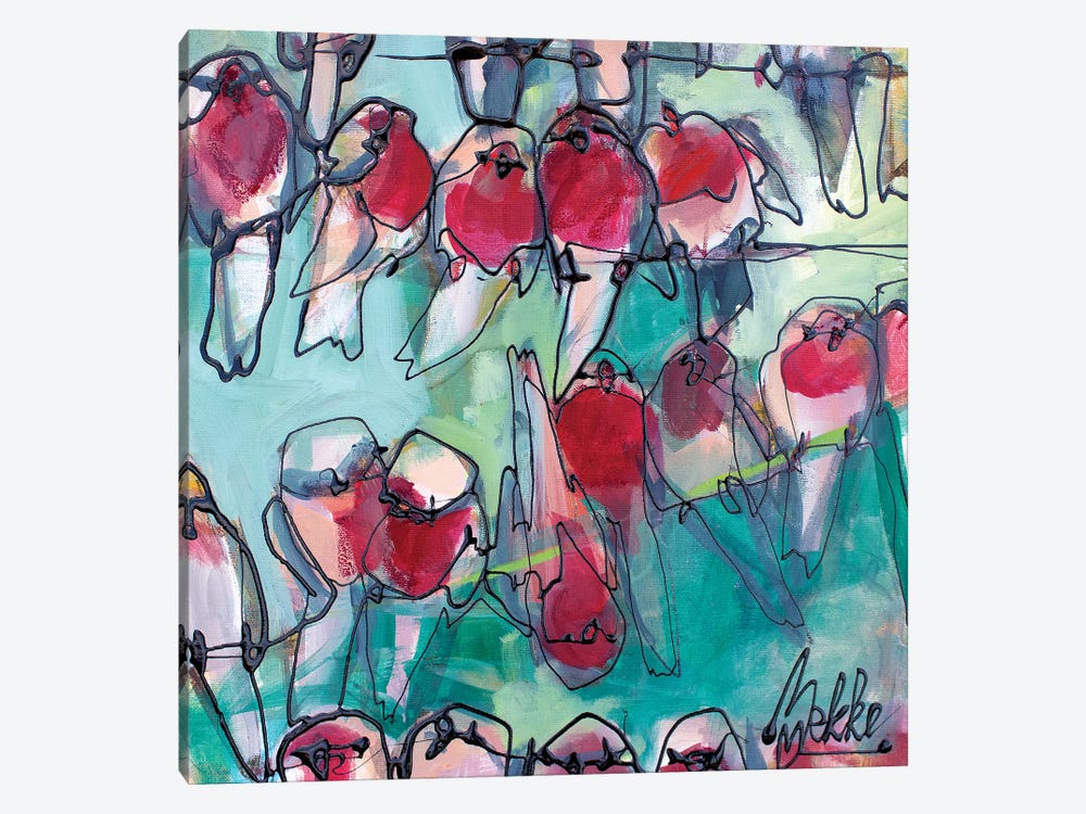 Fourty Robins by Marieke Bekke 1-piece Canvas Wall Art