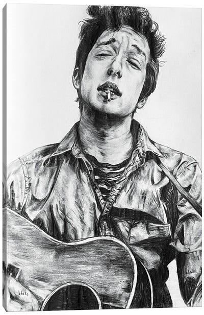 Acoustic Dylan Canvas Art Print - Bob Dylan