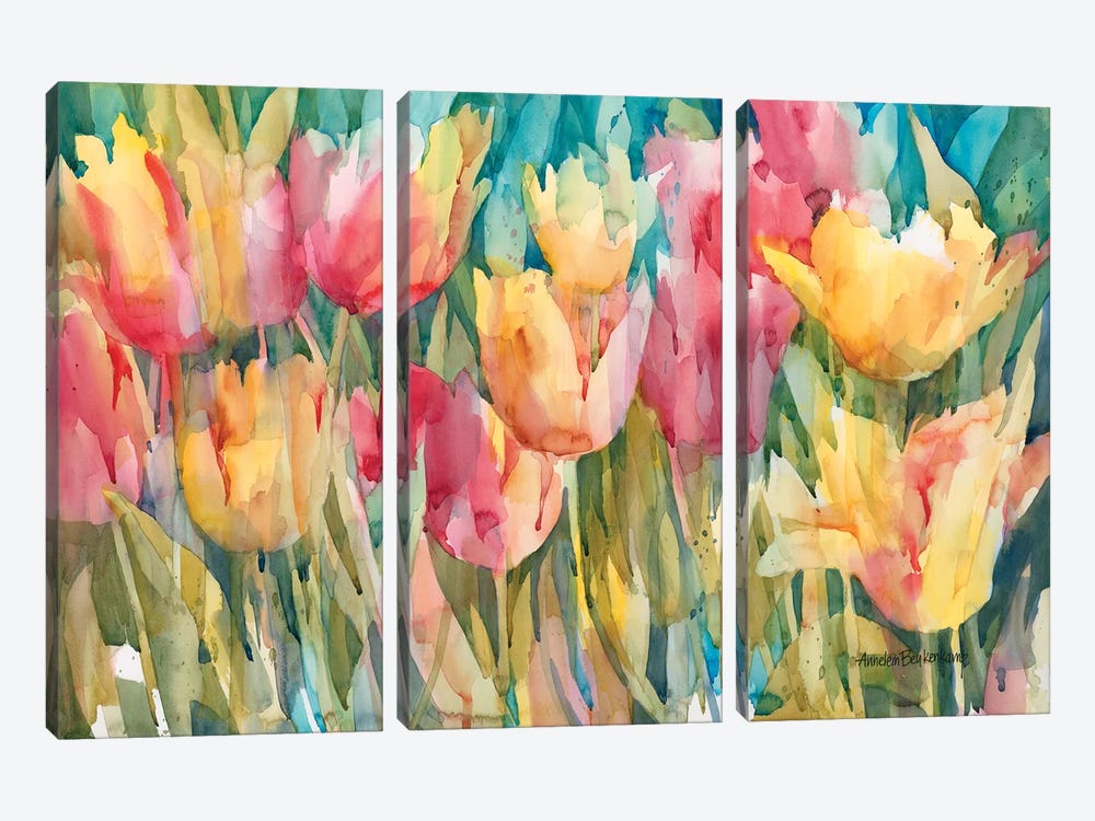 Pastel Tulips by Annelein Beukenkamp 3-piece Art Print