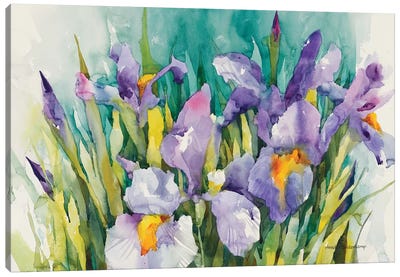 Purple Irises Canvas Art Print - Annelein Beukenkamp