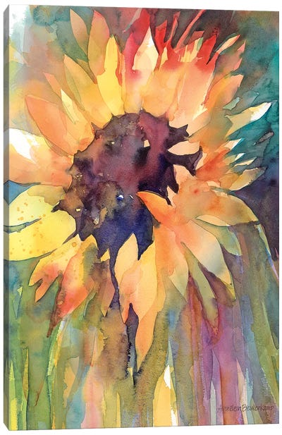 Rays Of Sun Canvas Art Print - Watercolor Flowers