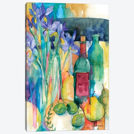 Table Scape With Irises Canvas Print #BKK170} by Annelein Beukenkamp Canvas Art