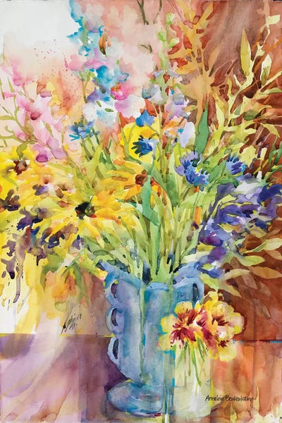 Botanical Still Life: Blue Vase by Annelein Beukenkamp