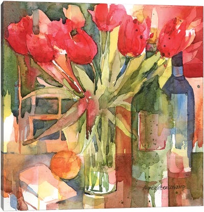 Bottles & Blooms Canvas Art Print - Annelein Beukenkamp