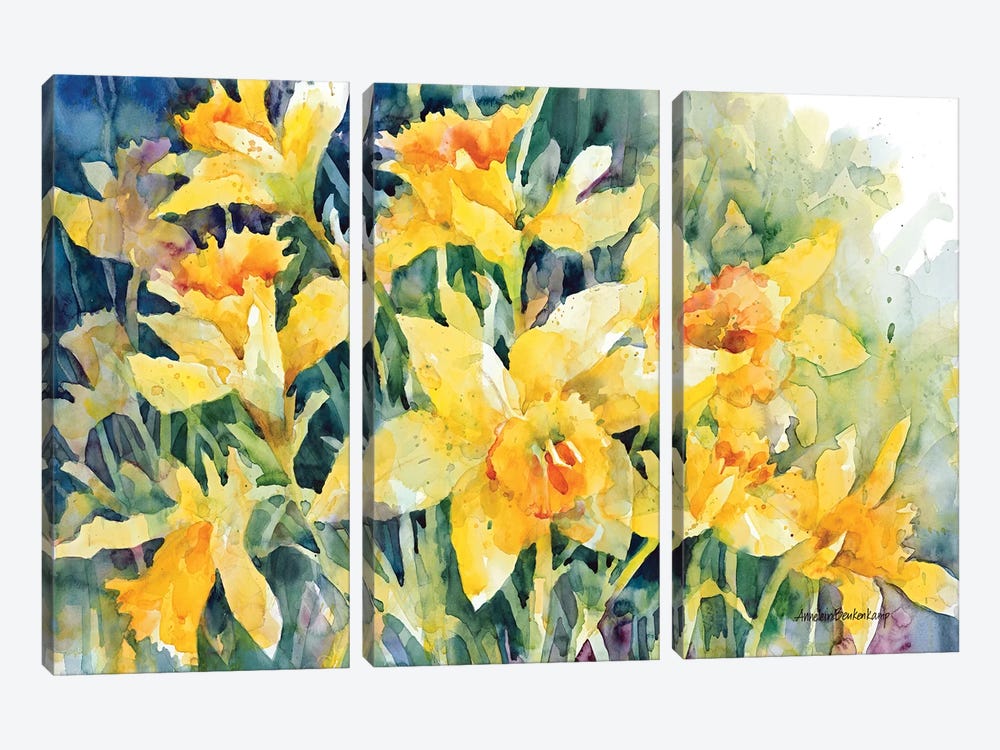 Daffodil Party by Annelein Beukenkamp 3-piece Canvas Art