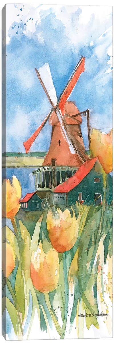 Dutch Vignette Canvas Art Print - Watermill & Windmill Art