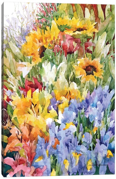 Flower Power Canvas Art Print - Watercolor Flowers