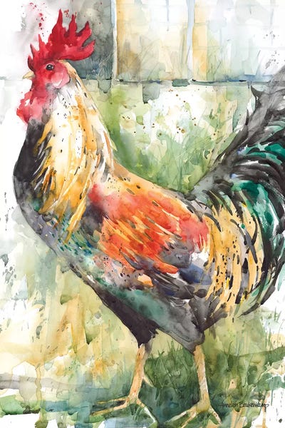 Chickens & Roosters: Green And Gold by Annelein Beukenkamp