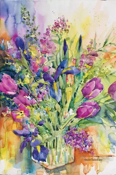 Iris Blue And Tulips Too by Annelein Beukenkamp multi panel art