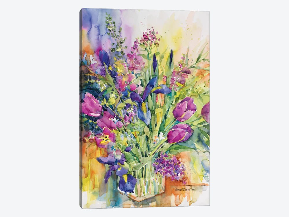 Iris Blue And Tulips Too by Annelein Beukenkamp 1-piece Canvas Artwork