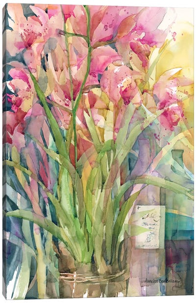 Orchid Gathering Canvas Art Print - Annelein Beukenkamp