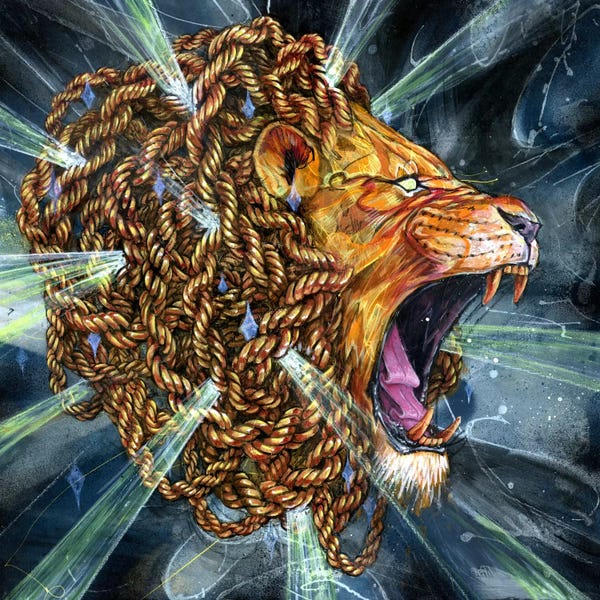 Lions: Old Rolledd Gold by Swartz Brothers Art