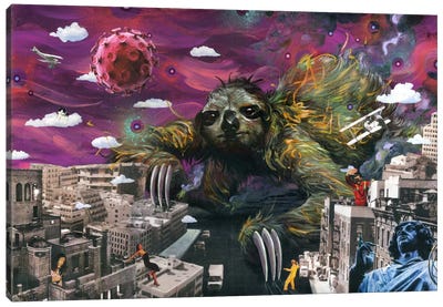 Sloth Cometh Canvas Art Print - Pantone Ultra Violet 2018