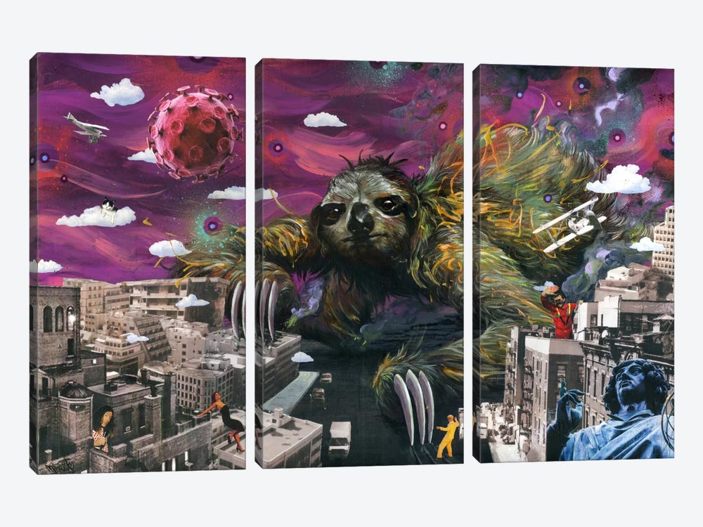 Sloth Cometh by Swartz Brothers Art 3-piece Canvas Print