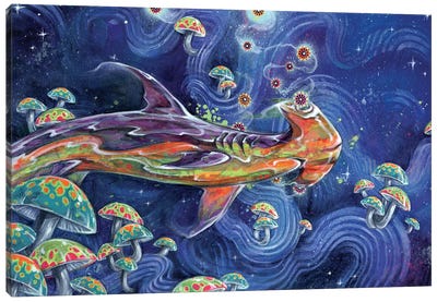 Shark Tea Canvas Art Print - Psychedelic Animals