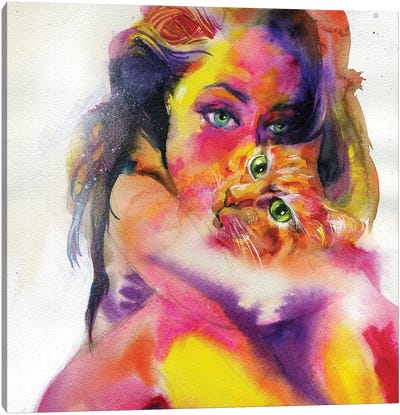 Cat Soup Canvas Art Print - Tabby Cat Art