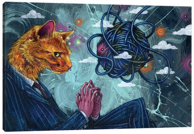 Diabolical Dog Canvas Art Print - Orange Cat Art