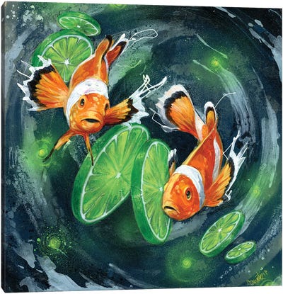 Lost In Limes Canvas Art Print - Clown Fish Art