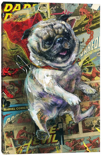 Power Pug Canvas Art Print - Pet Dad