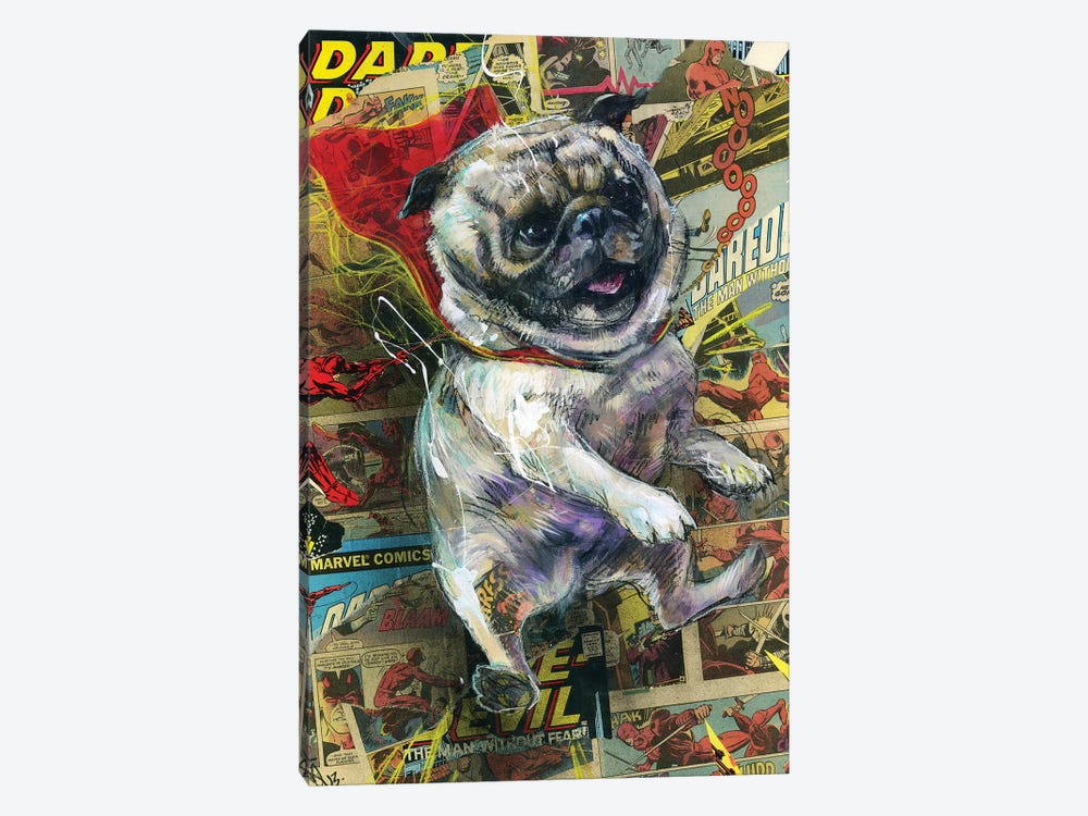 Power Pug by Swartz Brothers Art 1-piece Canvas Print