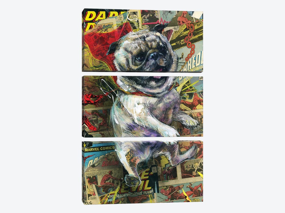 Power Pug by Swartz Brothers Art 3-piece Canvas Print
