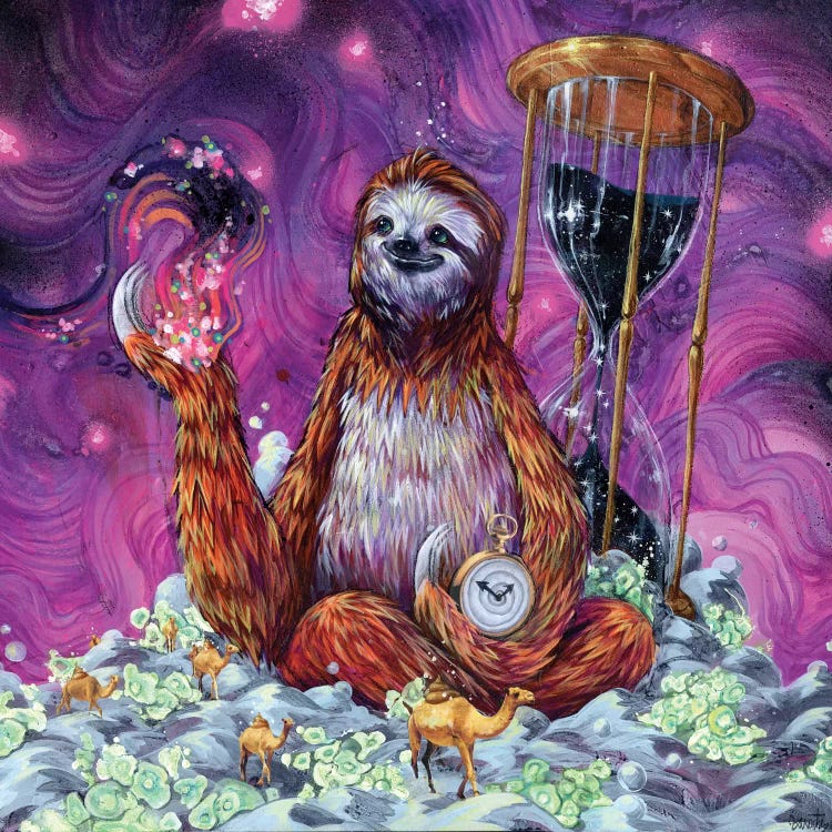 Time Master Poop Sloth by Swartz Brothers Art wall art