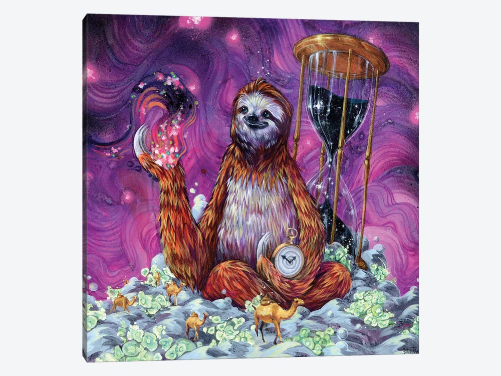 Time Master Poop Sloth by Swartz Brothers Art 1-piece Canvas Wall Art