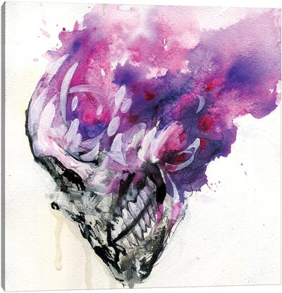 Purple Skull Canvas Art Print - Naked Bones