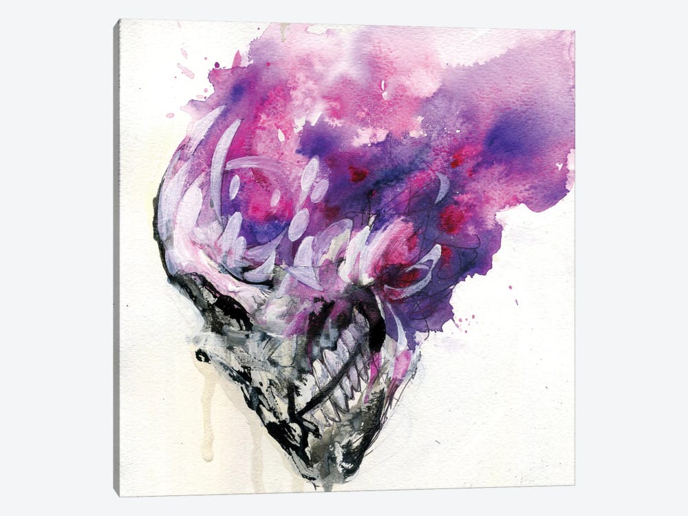 Purple Skull by Swartz Brothers Art 1-piece Canvas Print
