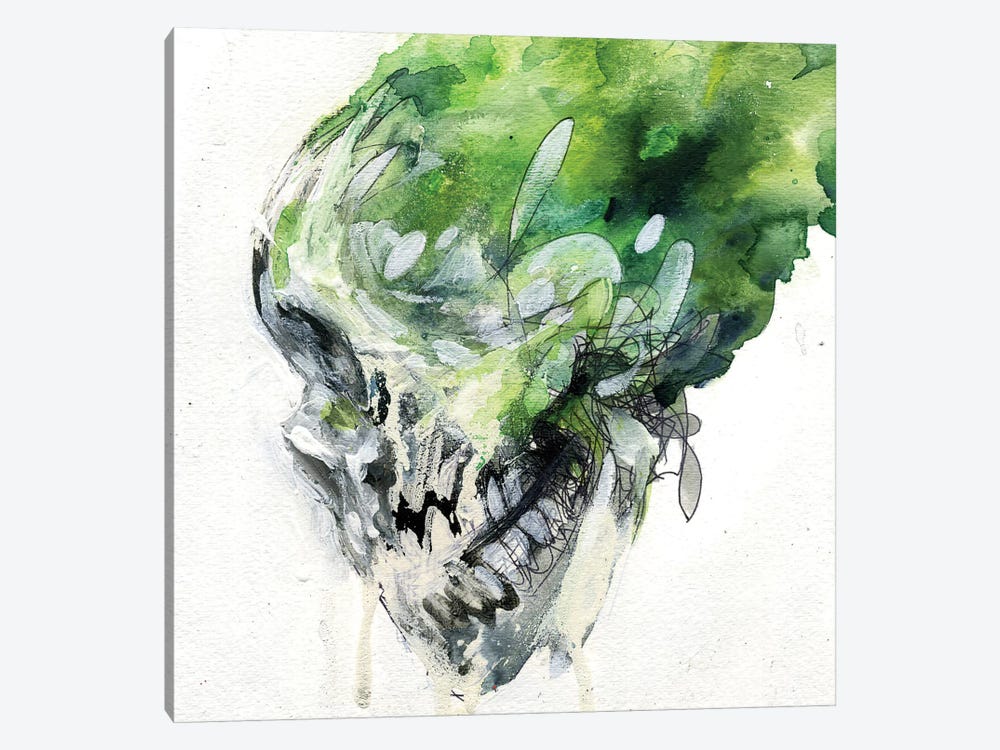 Green Skull by Swartz Brothers Art 1-piece Canvas Art