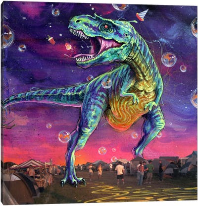Festasaurus Rex Canvas Art Print - Kids Dinosaur Art