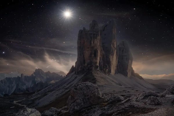 Steve Berkley: Nightfall at Drei Zinnen by Steve Berkley
