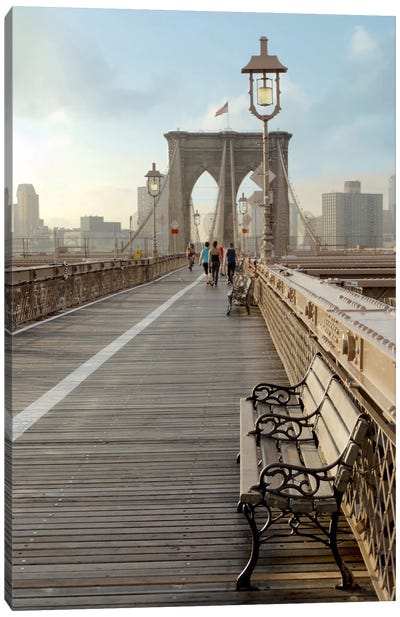 Brooklyn Bridge Walkway II Canvas Art Print - Alan Blaustein