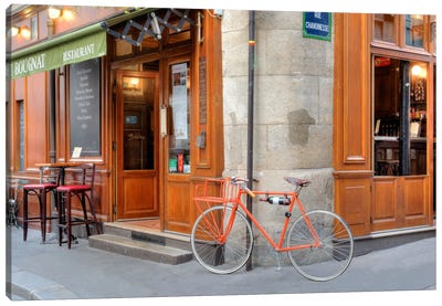 Orange Bicycle, Paris Canvas Art Print - Alan Blaustein