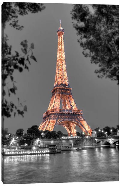 Nuit Sur la Seine Canvas Art Print - The Eiffel Tower