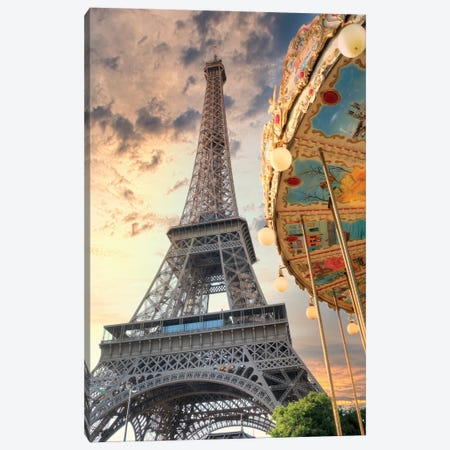 Eiffel Tower And Carousel I Canvas Print #BLA68} by Alan Blaustein Canvas Art