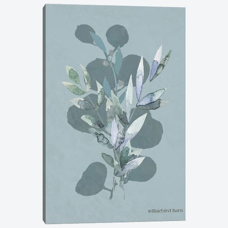 Watercolor Greenery Series Medium Teal I Canvas Print #BLB105} by Bluebird Barn Canvas Artwork