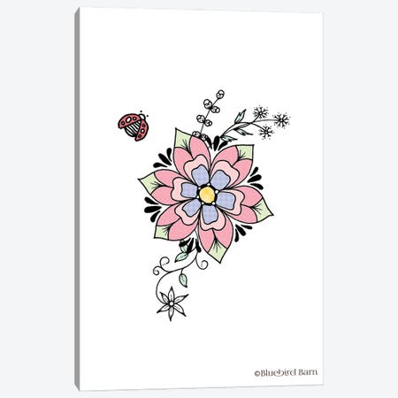 Whimsical Sweet Flower with Ladybug Canvas Print #BLB123} by Bluebird Barn Art Print