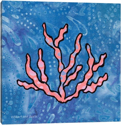Whimsy Coastal Conch Coral Canvas Art Print - Kids Nautical Art