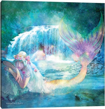 Woodland Cove Mermaid Canvas Art Print - Mermaids