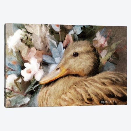 Woodland Duck Floral Portrait Canvas Print #BLB137} by Bluebird Barn Canvas Print