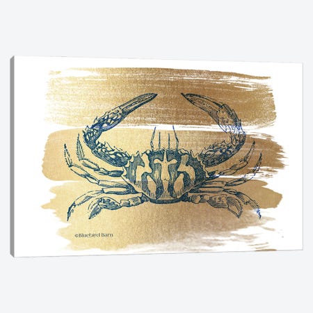 Brushed Gold Crab Canvas Print #BLB146} by Bluebird Barn Canvas Art